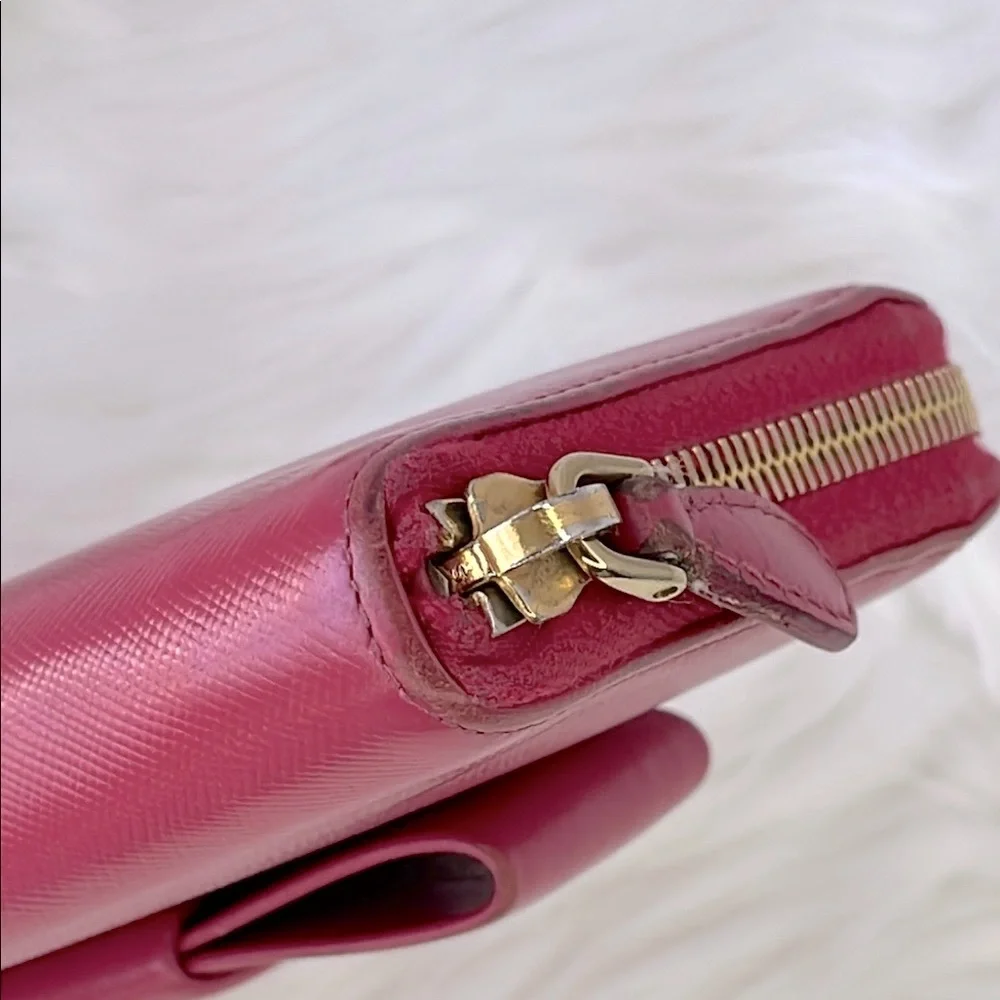 Prada Pink Leather‎ Zippy Long Wallet with Bow